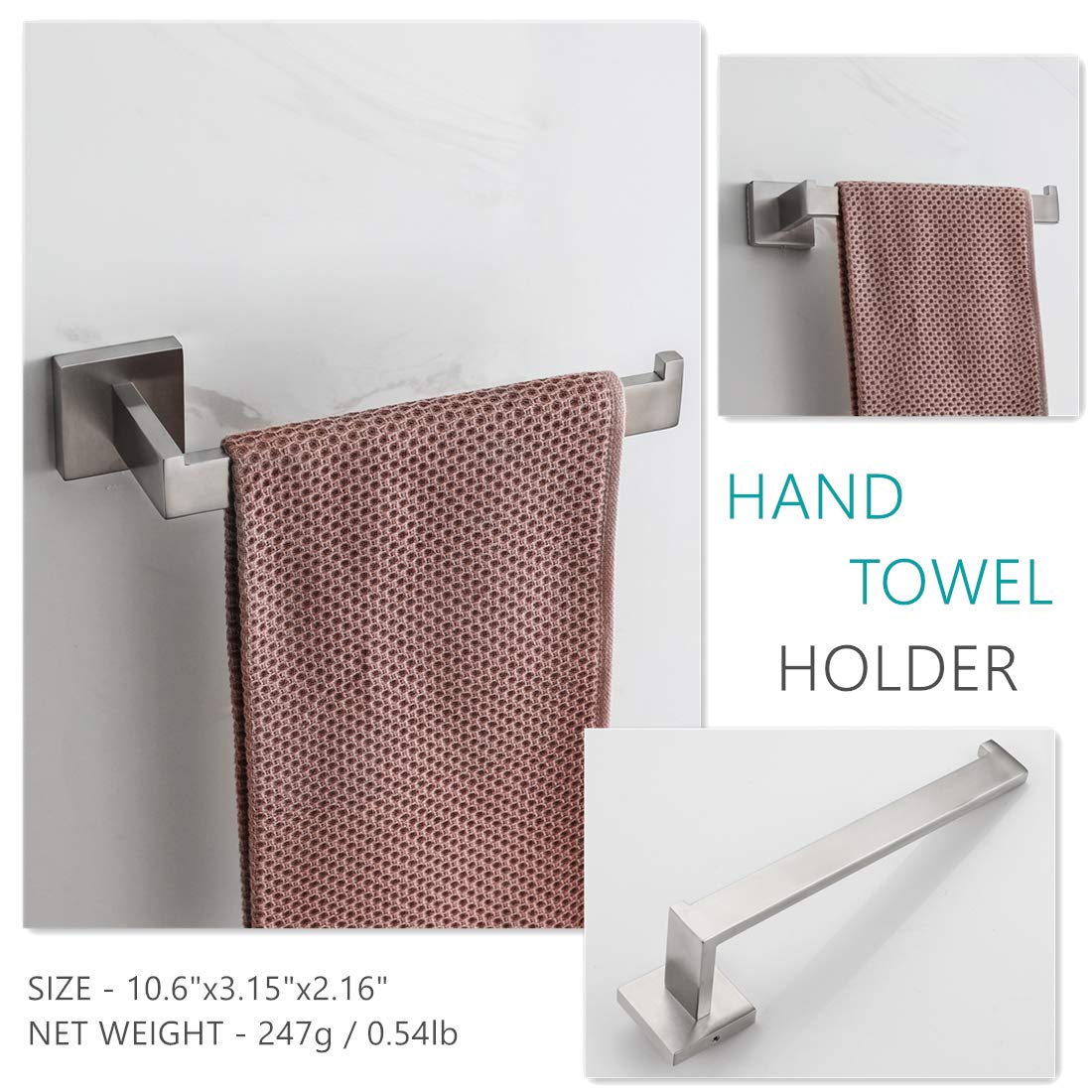 VELIMAX Premium Stainless Steel 4 Pieces Bathroom Hardware Accessories Set Wall Mounted Towel Bar Set  Brushed  23.6-Inch